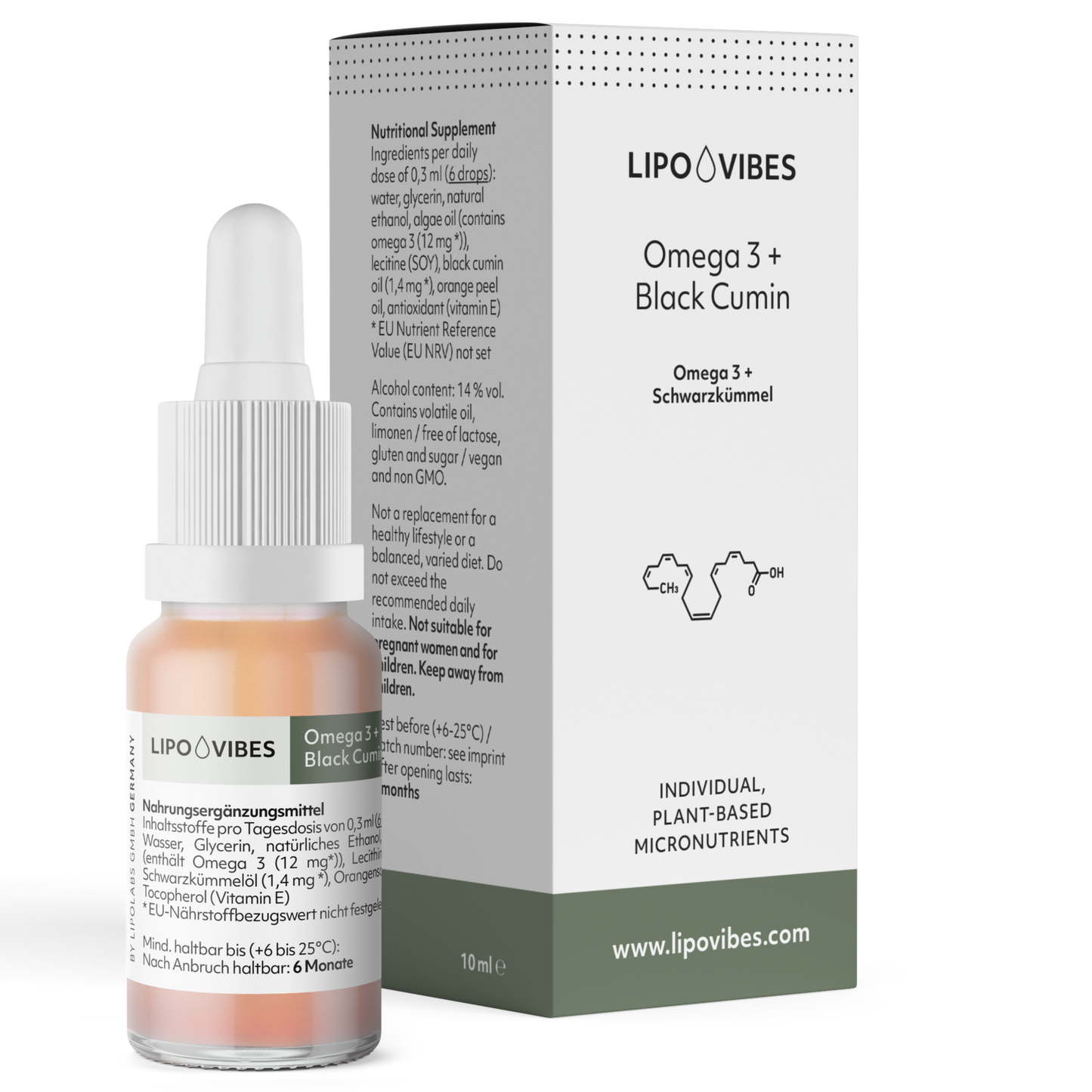 LipoVibes Omega 3 (aus Algenöl) mit Schwarzkümmelöl